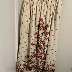 Max Studio Cream Midi Skirt with Pink Floral Border